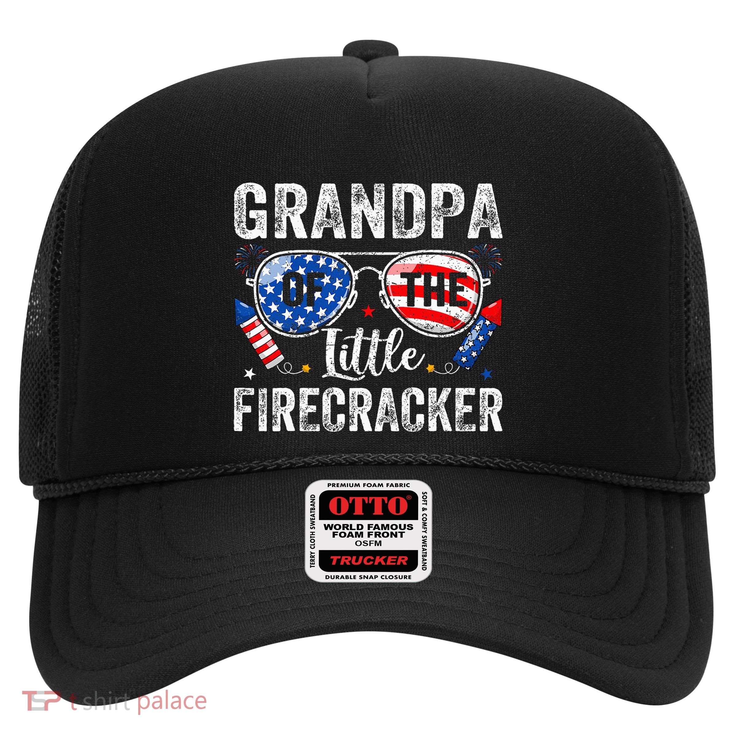 4th Of July Birthday Grandpa Of The Little Firecracker Trucker Hat