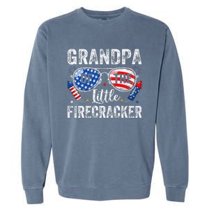 4th Of July Birthday Grandpa Of The Little Firecracker Garment-Dyed Sweatshirt