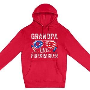 4th Of July Birthday Grandpa Of The Little Firecracker Premium Pullover Hoodie