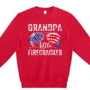 4th Of July Birthday Grandpa Of The Little Firecracker Premium Crewneck Sweatshirt