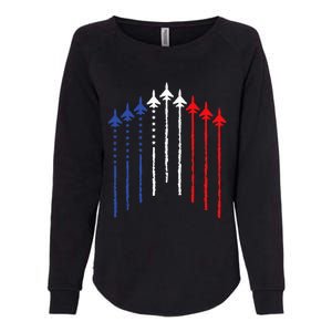 4th Of July Fighter Jet Airplane Red White Blue In The Sky Womens California Wash Sweatshirt