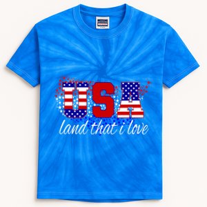 4th Of July Fun American Flag Usa Land That I Love Gift Meaningful Gift Kids Tie-Dye T-Shirt