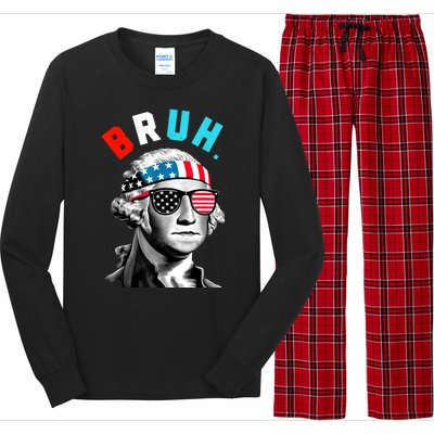 4th Of July 2024 George Washington Bruh Long Sleeve Pajama Set