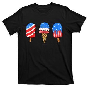 4th Of July Ice Pops Red White Blue American Flag T-Shirt