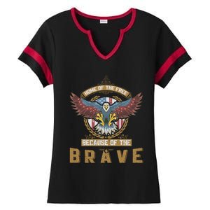 4th Of July Eagle Home Of The Free Because Of The Brave Gift Ladies Halftime Notch Neck Tee