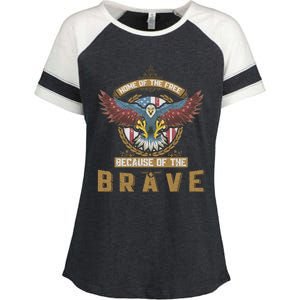 4th Of July Eagle Home Of The Free Because Of The Brave Gift Enza Ladies Jersey Colorblock Tee