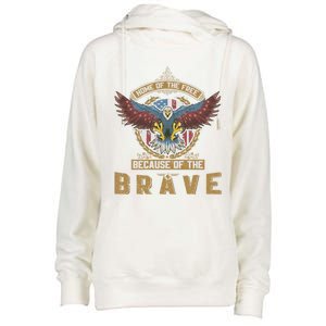 4th Of July Eagle Home Of The Free Because Of The Brave Gift Womens Funnel Neck Pullover Hood