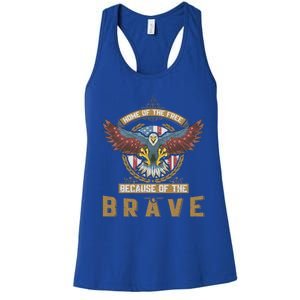 4th Of July Eagle Home Of The Free Because Of The Brave Gift Women's Racerback Tank