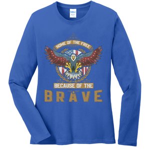 4th Of July Eagle Home Of The Free Because Of The Brave Gift Ladies Long Sleeve Shirt