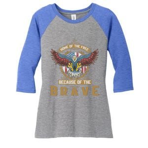 4th Of July Eagle Home Of The Free Because Of The Brave Gift Women's Tri-Blend 3/4-Sleeve Raglan Shirt