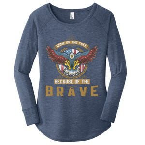 4th Of July Eagle Home Of The Free Because Of The Brave Gift Women's Perfect Tri Tunic Long Sleeve Shirt