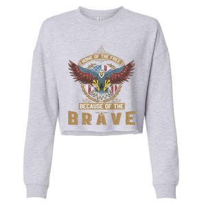 4th Of July Eagle Home Of The Free Because Of The Brave Gift Cropped Pullover Crew