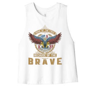 4th Of July Eagle Home Of The Free Because Of The Brave Gift Women's Racerback Cropped Tank