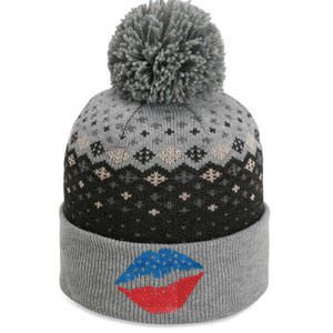 4th Of July Lips Holiday The Baniff Cuffed Pom Beanie