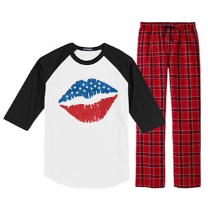 4th Of July Lips Holiday Raglan Sleeve Pajama Set