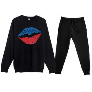 4th Of July Lips Holiday Premium Crewneck Sweatsuit Set