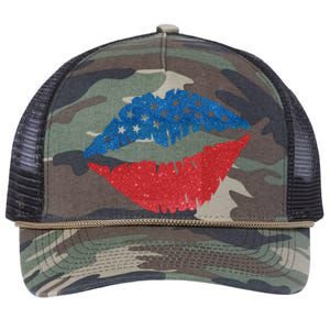 4th Of July Lips Holiday Retro Rope Trucker Hat Cap