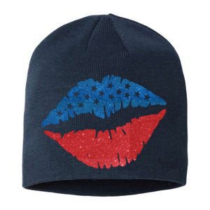 4th Of July Lips Holiday Sustainable Beanie