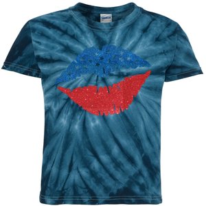 4th Of July Lips Holiday Kids Tie-Dye T-Shirt