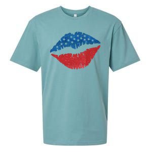 4th Of July Lips Holiday Sueded Cloud Jersey T-Shirt