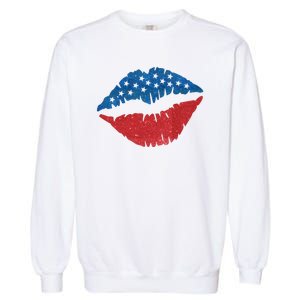 4th Of July Lips Holiday Garment-Dyed Sweatshirt