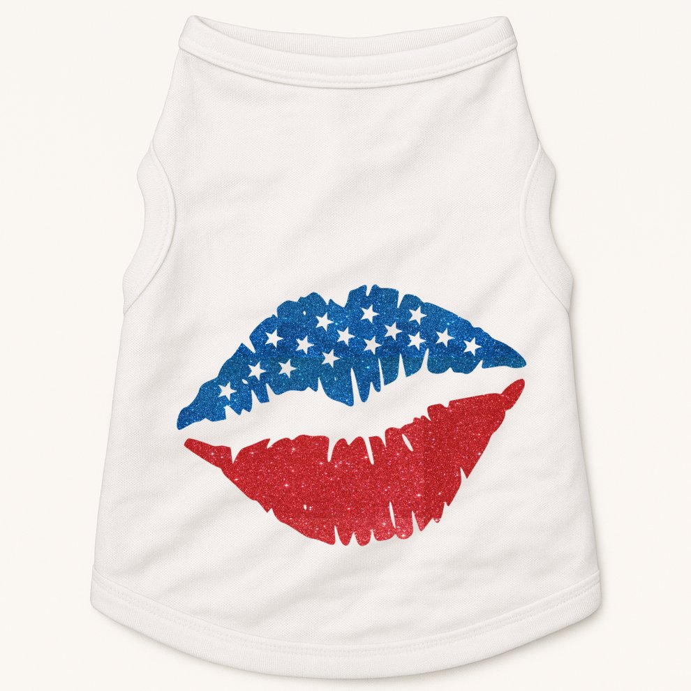 4th Of July Lips Holiday Doggie Tank