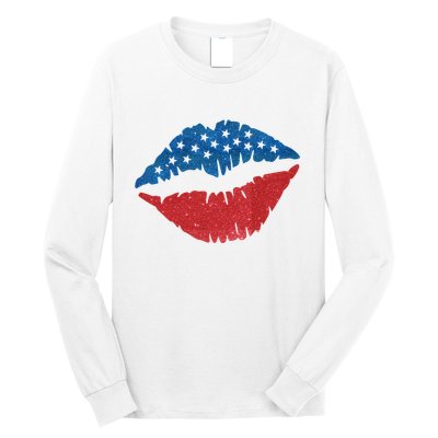 4th Of July Lips Holiday Long Sleeve Shirt