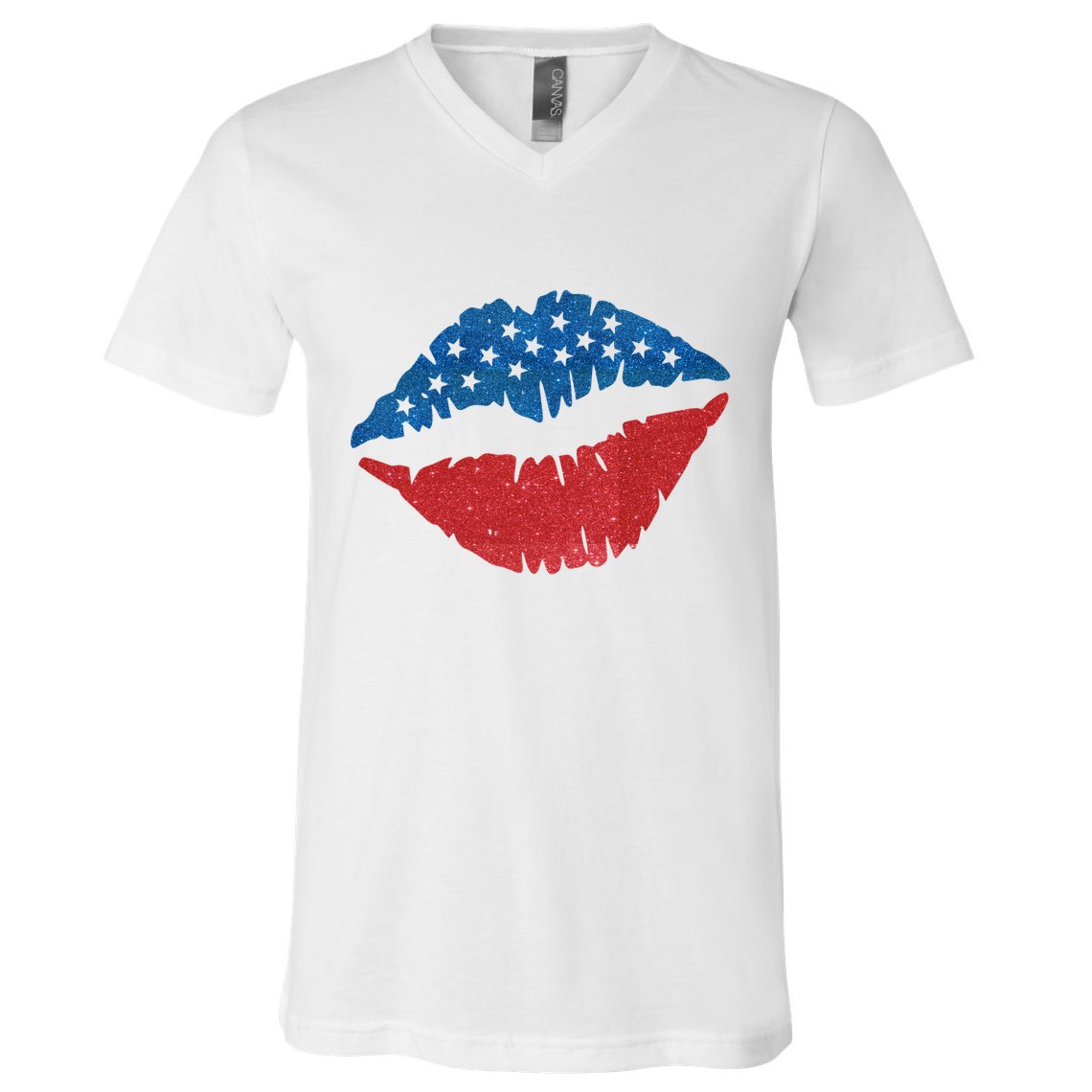4th Of July Lips Holiday V-Neck T-Shirt