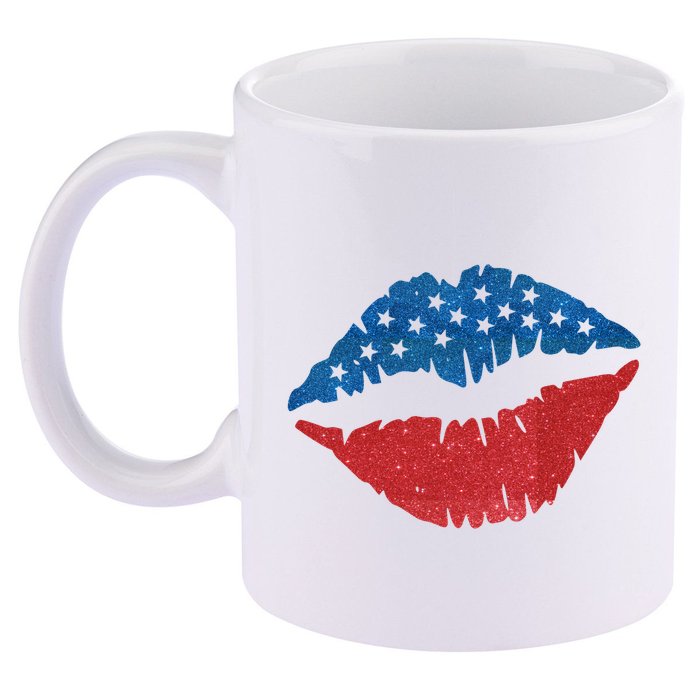 4th Of July Lips Holiday 11oz C Handle Ceramic Mug