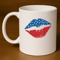 4th Of July Lips Holiday 11oz C Handle Ceramic Mug