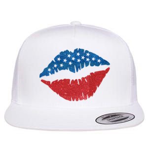 4th Of July Lips Holiday Flat Bill Trucker Hat