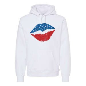 4th Of July Lips Holiday Premium Hoodie