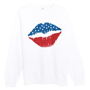 4th Of July Lips Holiday Premium Crewneck Sweatshirt