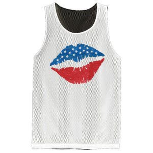 4th Of July Lips Holiday Mesh Reversible Basketball Jersey Tank