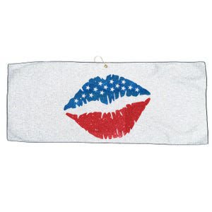 4th Of July Lips Holiday Large Microfiber Waffle Golf Towel