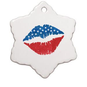 4th Of July Lips Holiday Ceramic Star Ornament