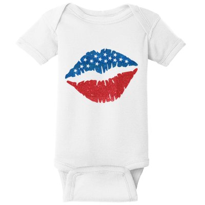 4th Of July Lips Holiday Baby Bodysuit