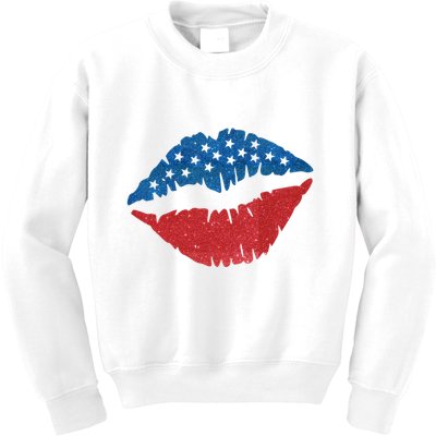 4th Of July Lips Holiday Kids Sweatshirt
