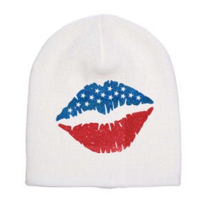 4th Of July Lips Holiday Short Acrylic Beanie