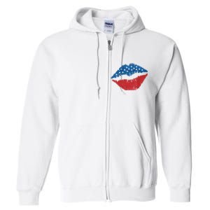 4th Of July Lips Holiday Full Zip Hoodie