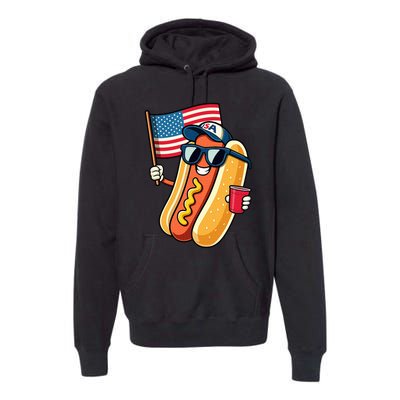 4th Of July Hotdog Funny Fourth Of July Patriotic Usa Flag Premium Hoodie