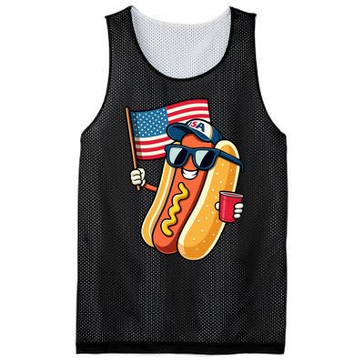 4th Of July Hotdog Funny Fourth Of July Patriotic Usa Flag Mesh Reversible Basketball Jersey Tank