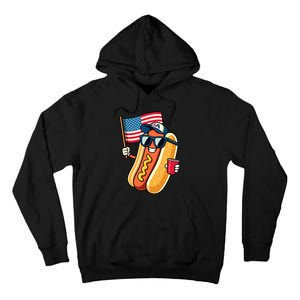 4th Of July Hotdog Funny Fourth Of July Patriotic Usa Flag Tall Hoodie