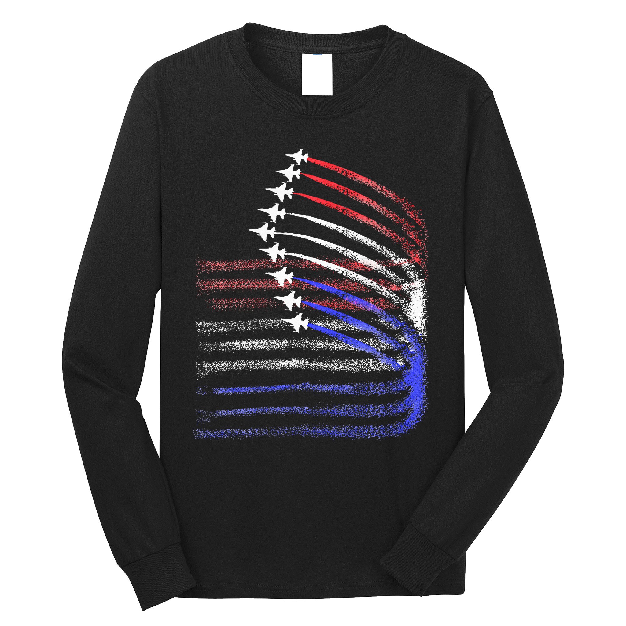 4th Of July Jet American Flag Patriotic Usa Long Sleeve Shirt