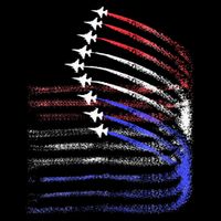 4th Of July Jet American Flag Patriotic Usa V-Neck T-Shirt