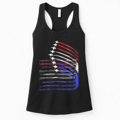 4th Of July Jet American Flag Patriotic Usa Womens Tank Top