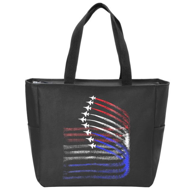 4th Of July Jet American Flag Patriotic Usa Zip Tote Bag