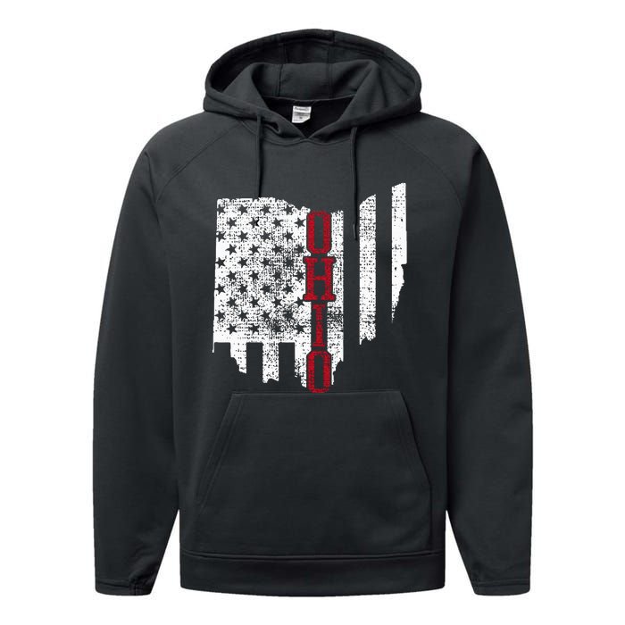 4th Of July Ohio Usa Us Flag States Vintage Performance Fleece Hoodie