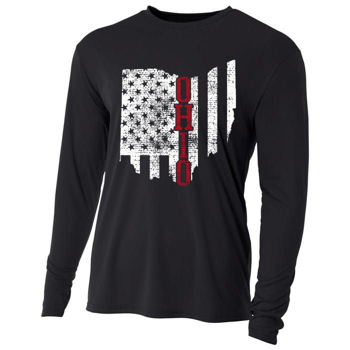 4th Of July Ohio Usa Us Flag States Vintage Cooling Performance Long Sleeve Crew