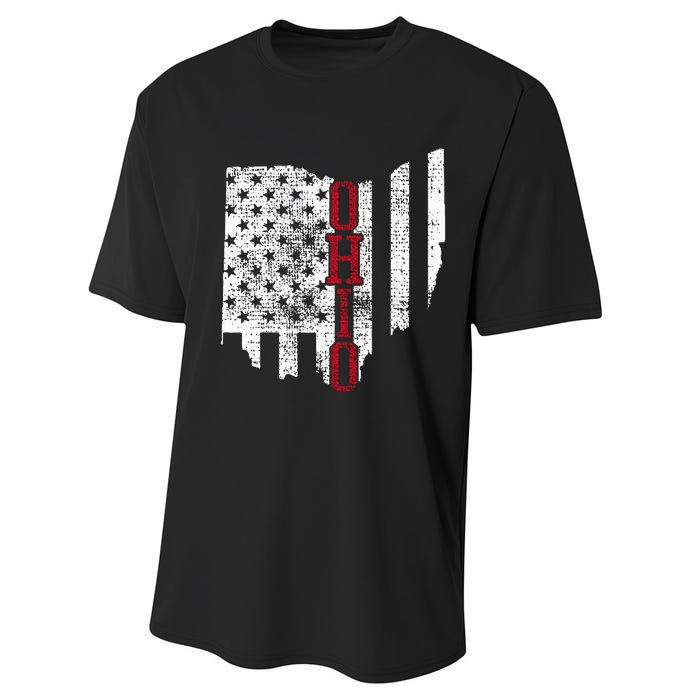 4th Of July Ohio Usa Us Flag States Vintage Performance Sprint T-Shirt